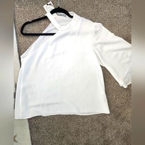 Zara NWT one shoulder top chiffon